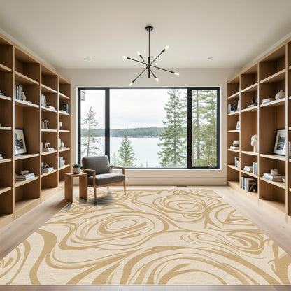 Earthy Swirl Abstract Flow Rug