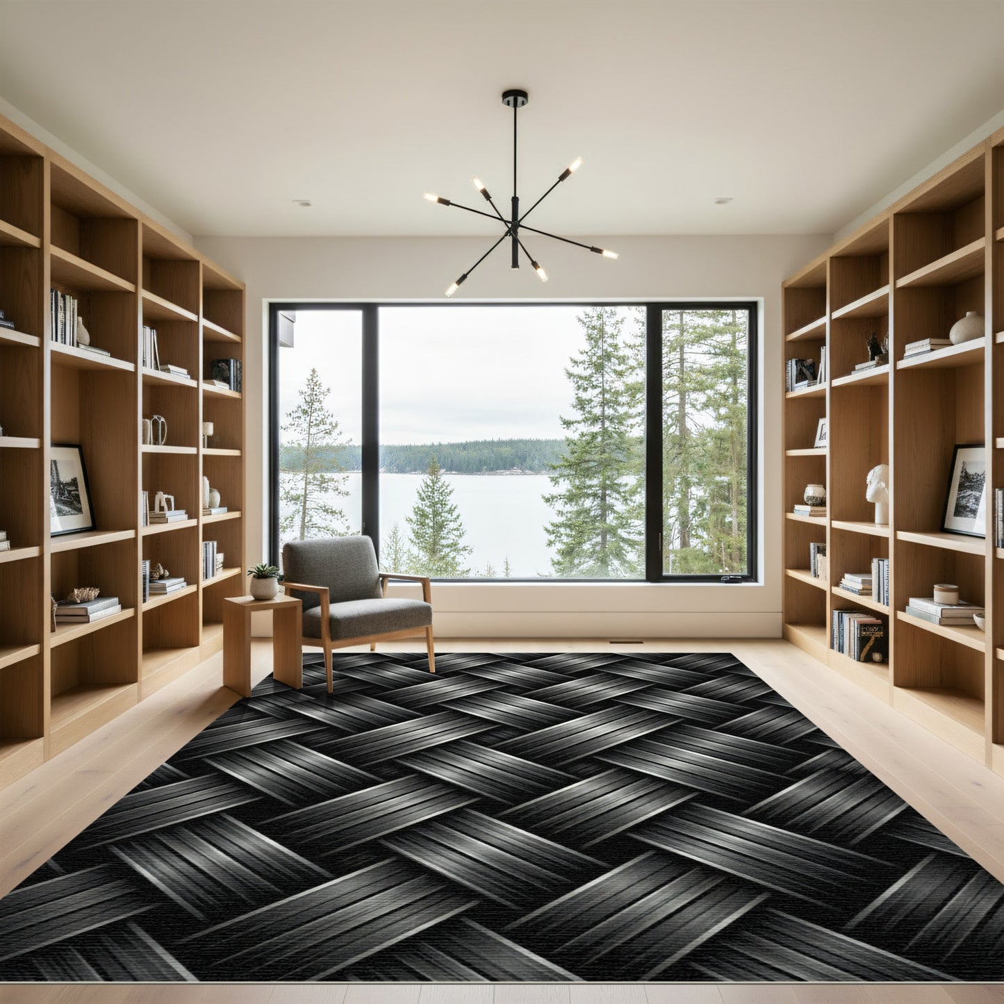 Interwoven Dark Metallic Strands Rug