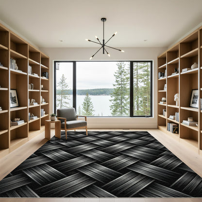 Interwoven Dark Metallic Strands Rug