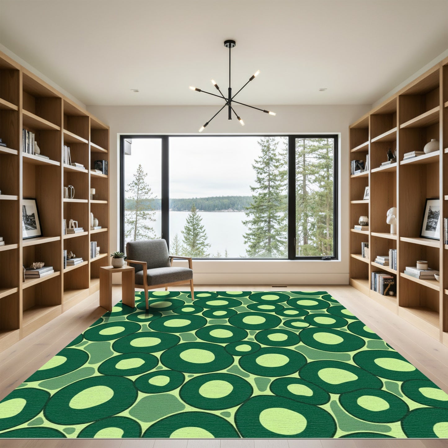 Deep Green Bubble Cluster Composition Rug