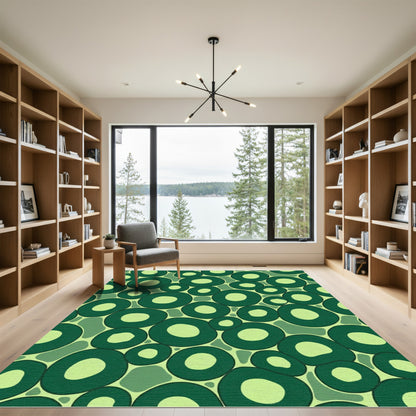 Deep Green Bubble Cluster Composition Rug
