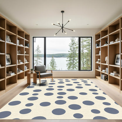 Denim Blue Scattered Circles Rug