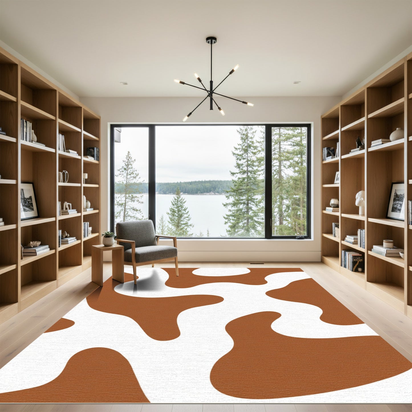 Brown and White Organic Spots Rug