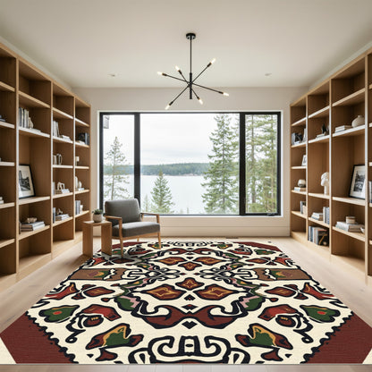 Rich Earthy Medallion Scrollwork Rug