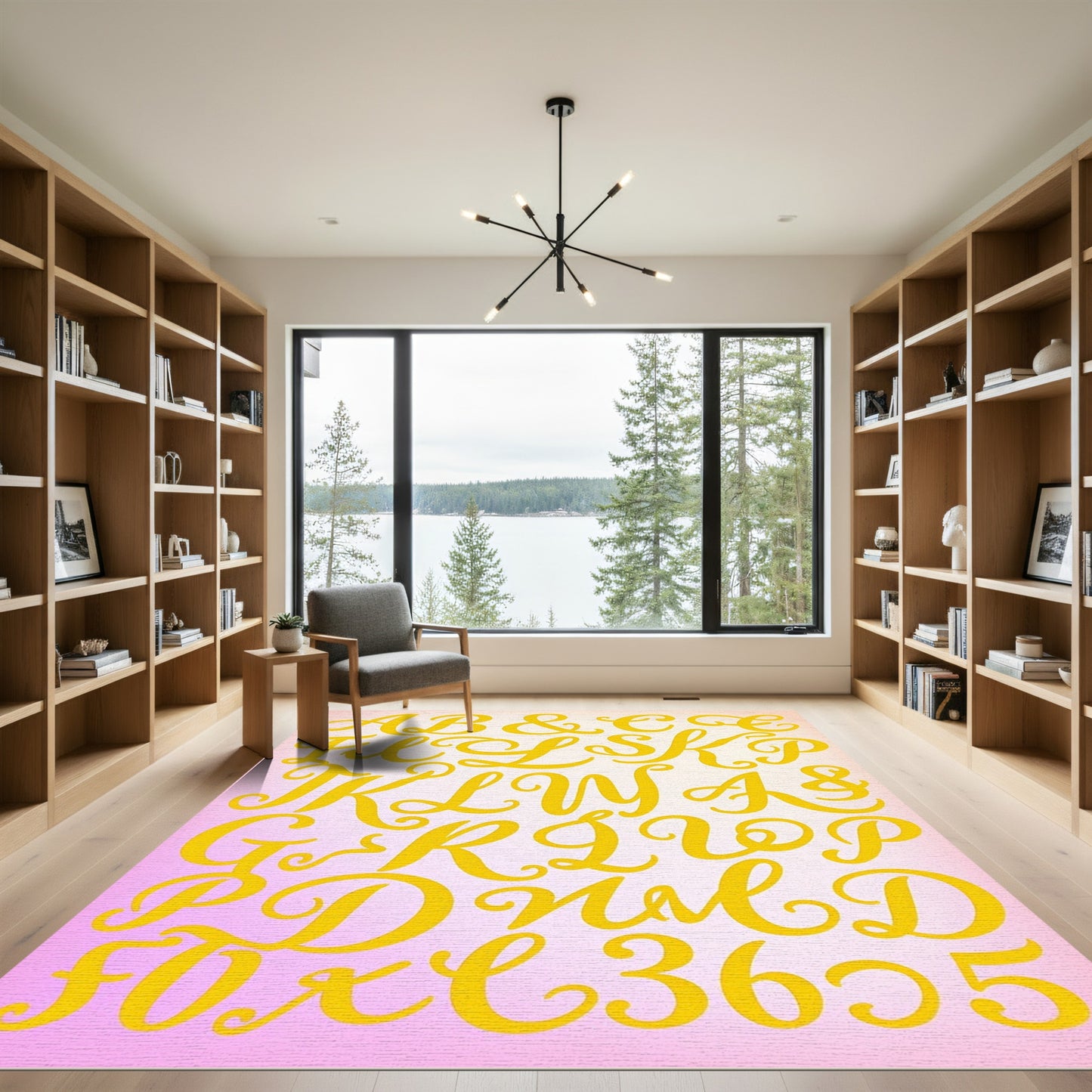 Golden Script Alphabet Numbers Ampersand Rug
