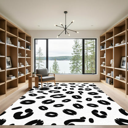 Bold Black Leopard Spots Rug