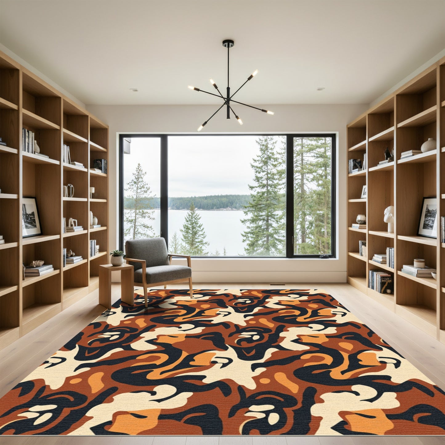 Earthy Organic Camouflage Abstraction Rug