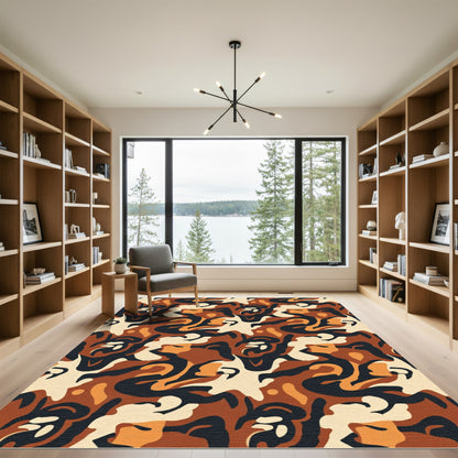 Earthy Organic Camouflage Abstraction Rug