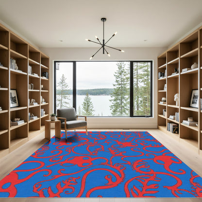 Crimson Abstract Organic Swirls Rug