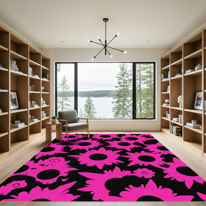 Bright Pink Starburst Floral Rug
