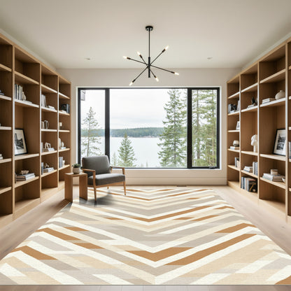 Subtle Chevron Earthy Tone Geometric Rug