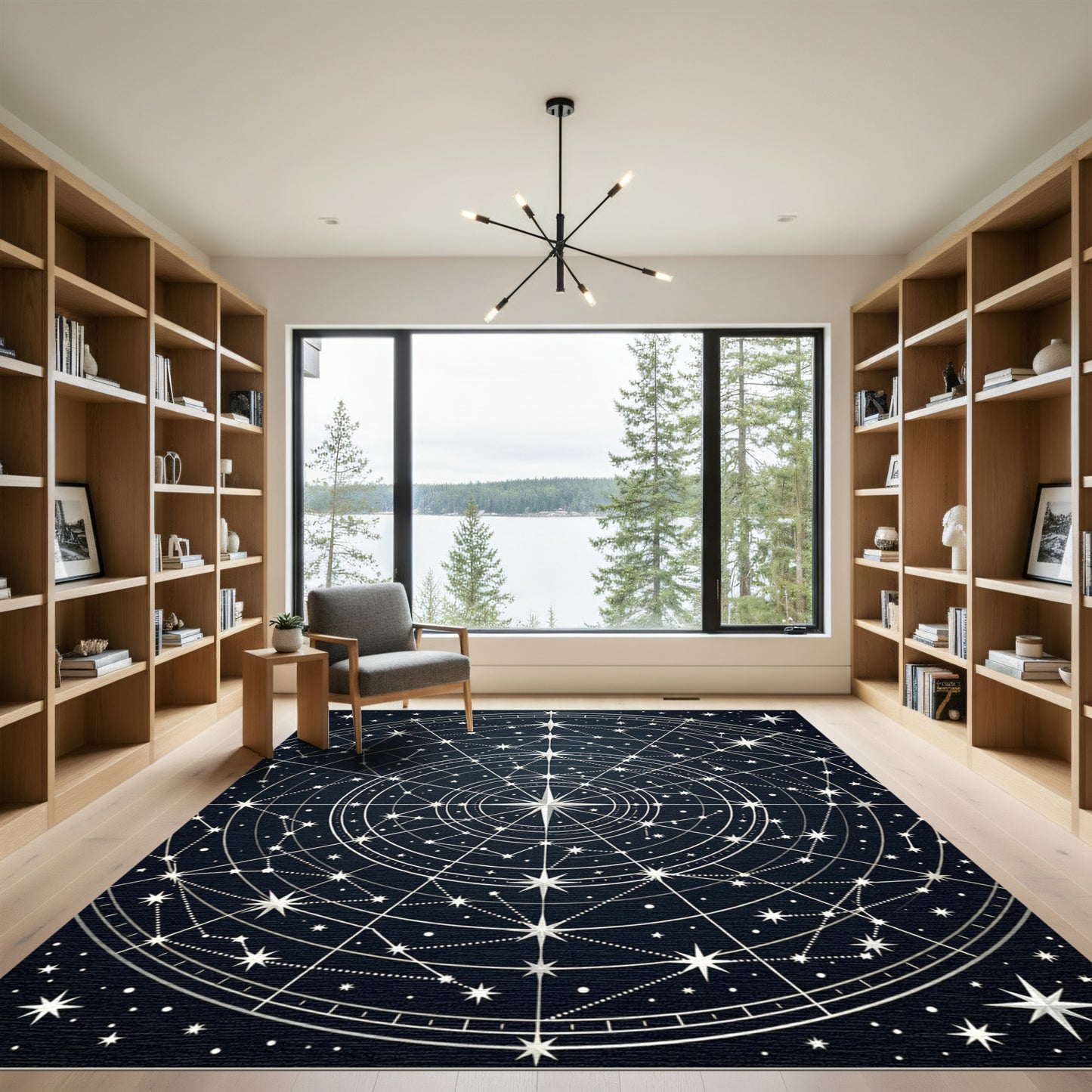 Dark Celestial Star Compass Rug