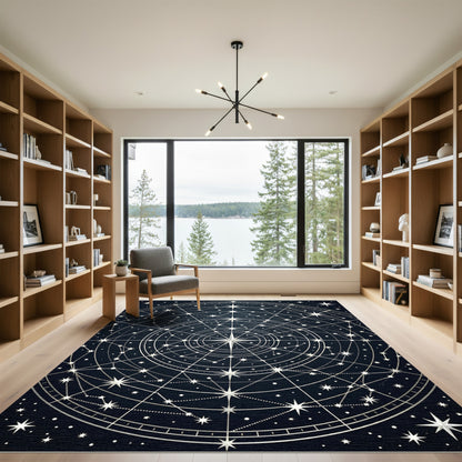 Dark Celestial Star Compass Rug