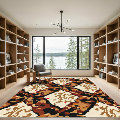 Camouflage Brown Abstract Diamond Rug