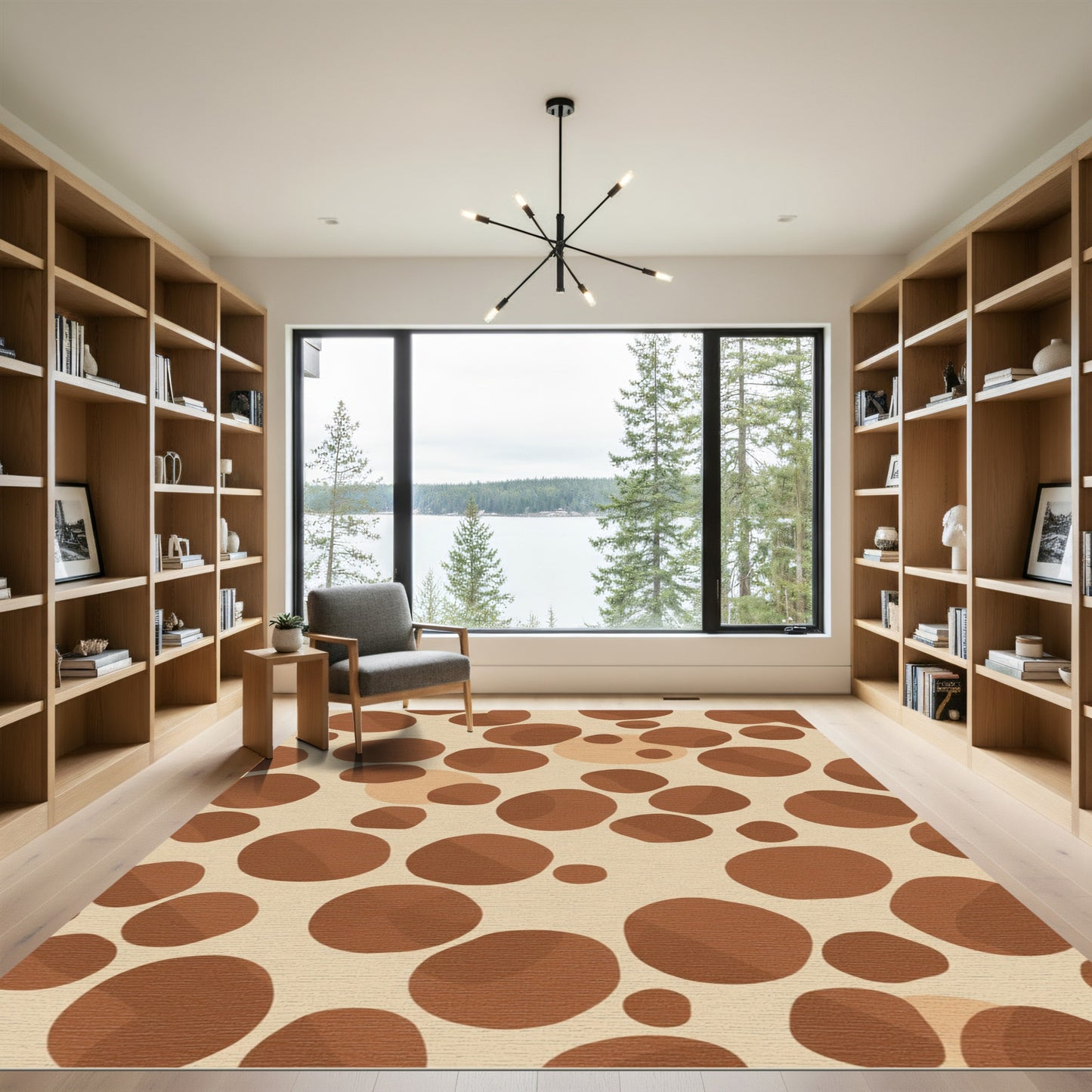 Earthy Brown and Beige Spot Rug