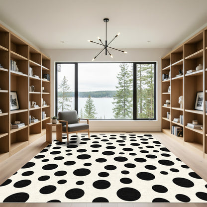 Cream Black Polka Dot Scatter Rug