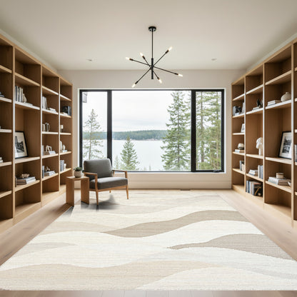 Cream Beige Taupe Waves Rug