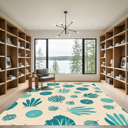 Teal Botanical Scatter Accents Rug