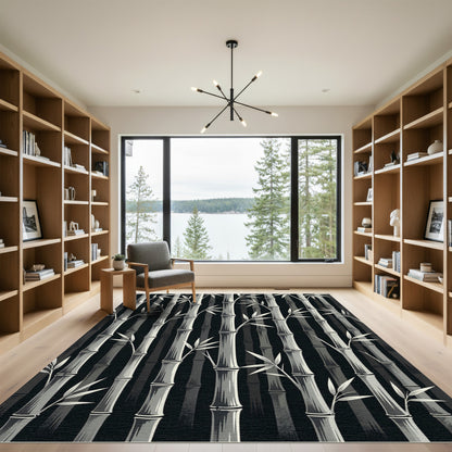 Monochromatic Bamboo Forest Grove Rug