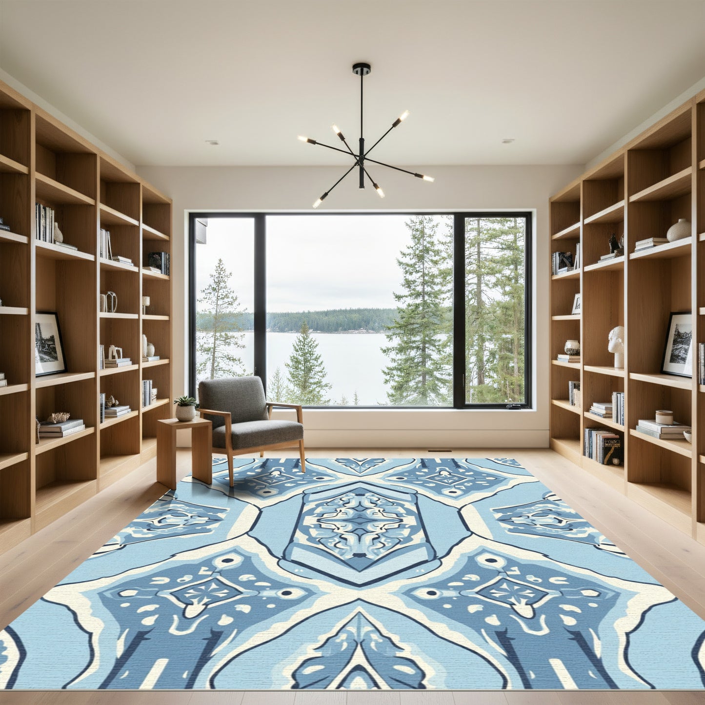 Majestic Blue Symmetry Medallion Rug
