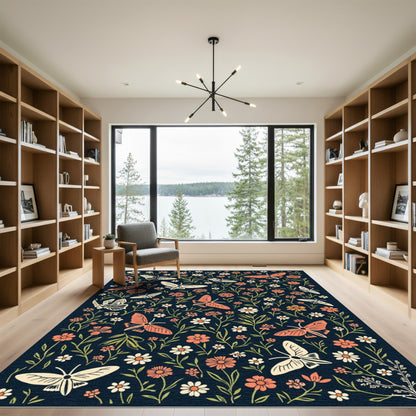 Coral Butterfly Garden Meadow Rug