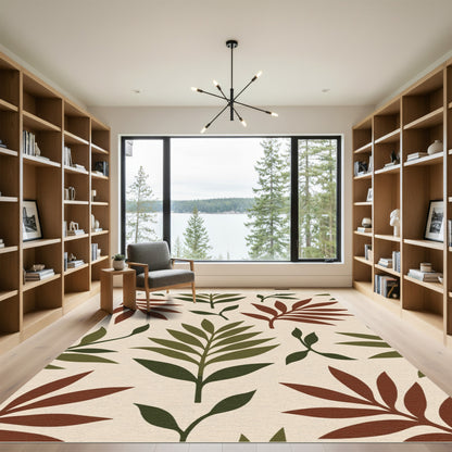 Earthy Leaf Composition Rug
