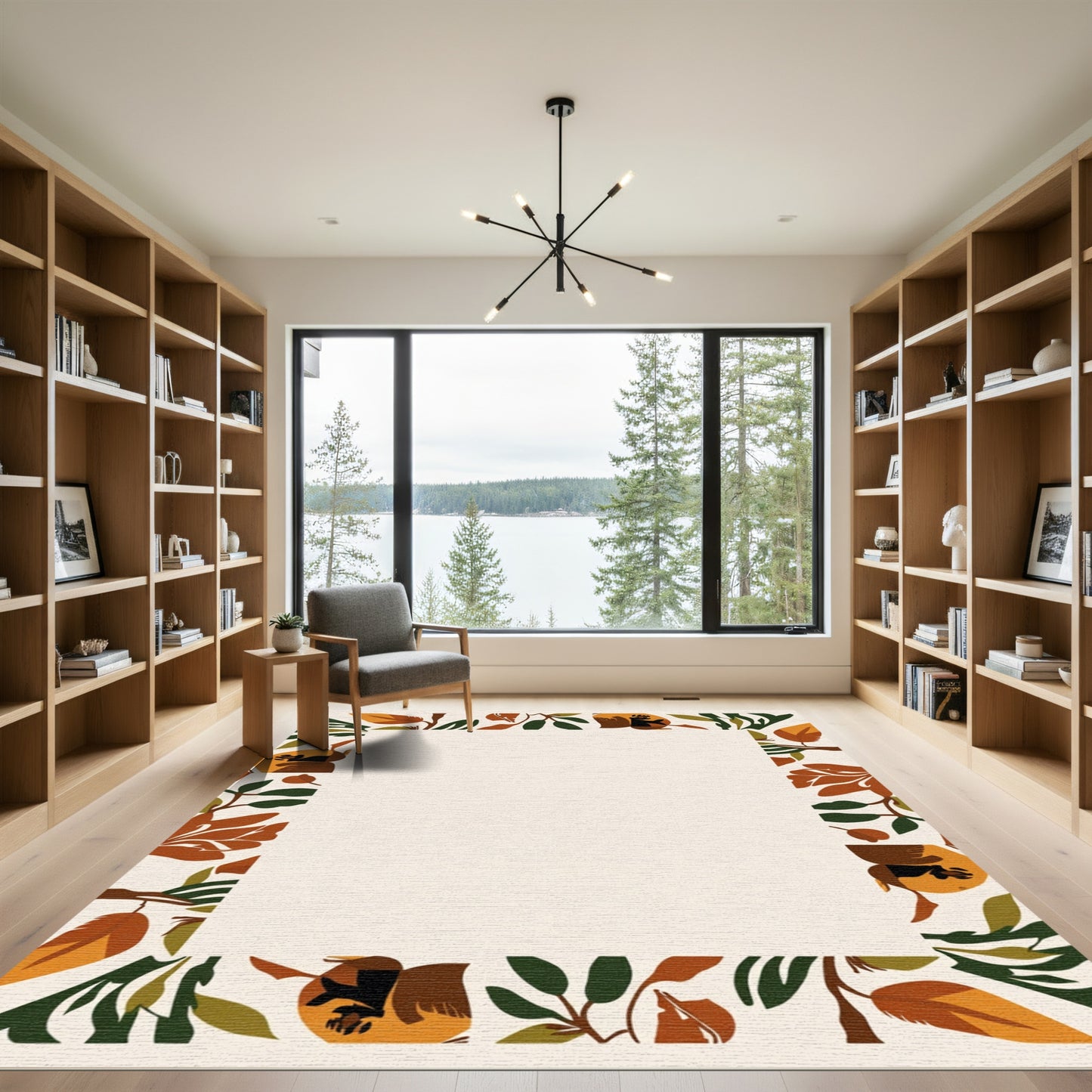 Earthy Autumn Foliage Border Rug