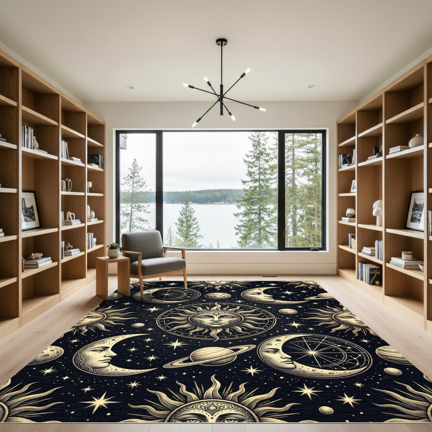Celestial Sun Moon Starry Night Rug