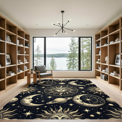 Celestial Sun Moon Starry Night Rug