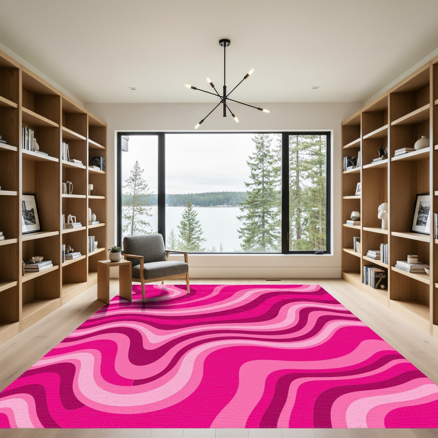 Pink Wavy Fluid Rug