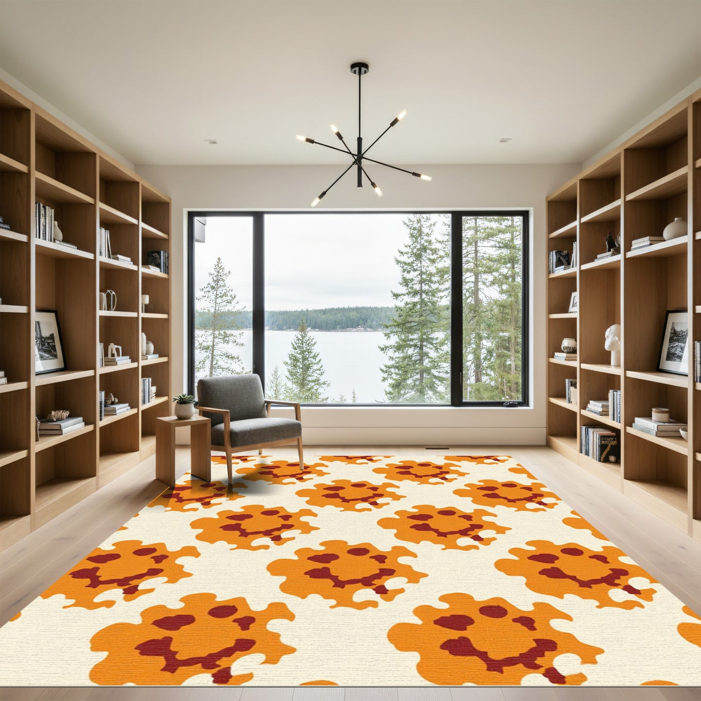 Orange Amber Smiley Cloud Repeating Rug