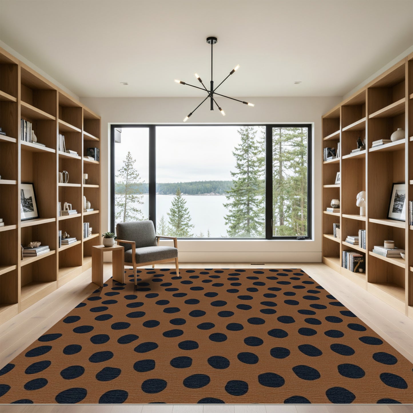 Brown Black Irregular Polka Dots Rug