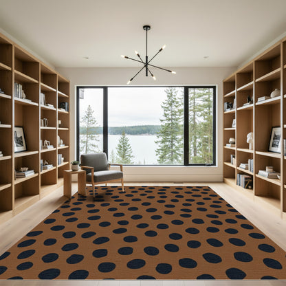 Brown Black Irregular Polka Dots Rug