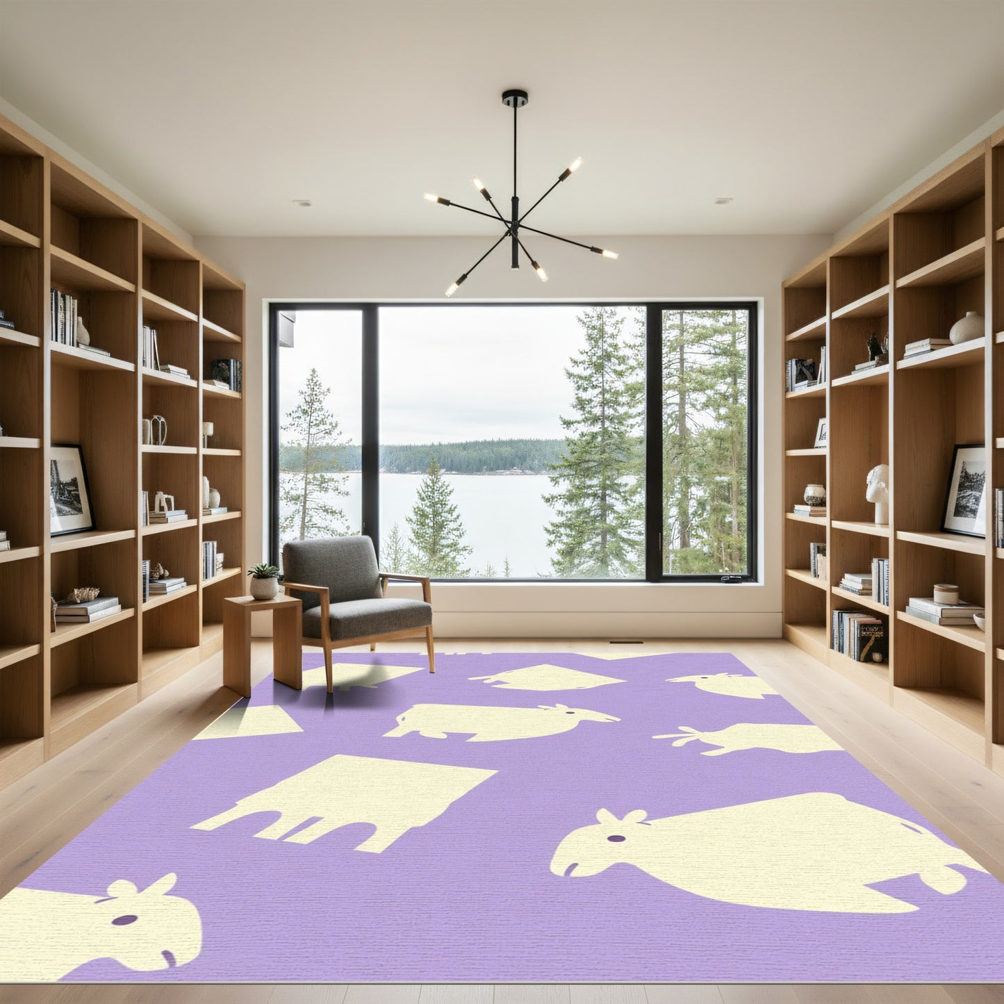 Pastel Lavender Sheep Field Rug