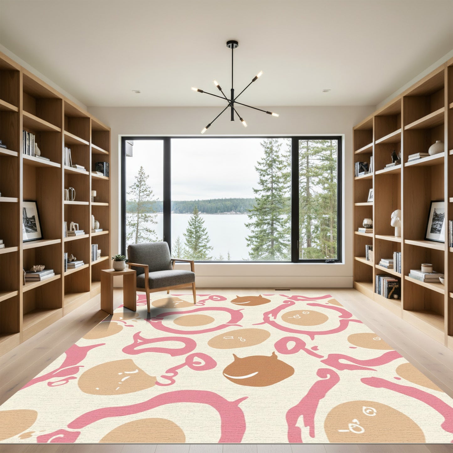 Whimsical Pink Blob And Egg Shapes Rug