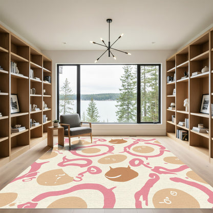 Whimsical Pink Blob And Egg Shapes Rug