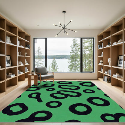 Bold Green Black Biomorphic Shapes Rug