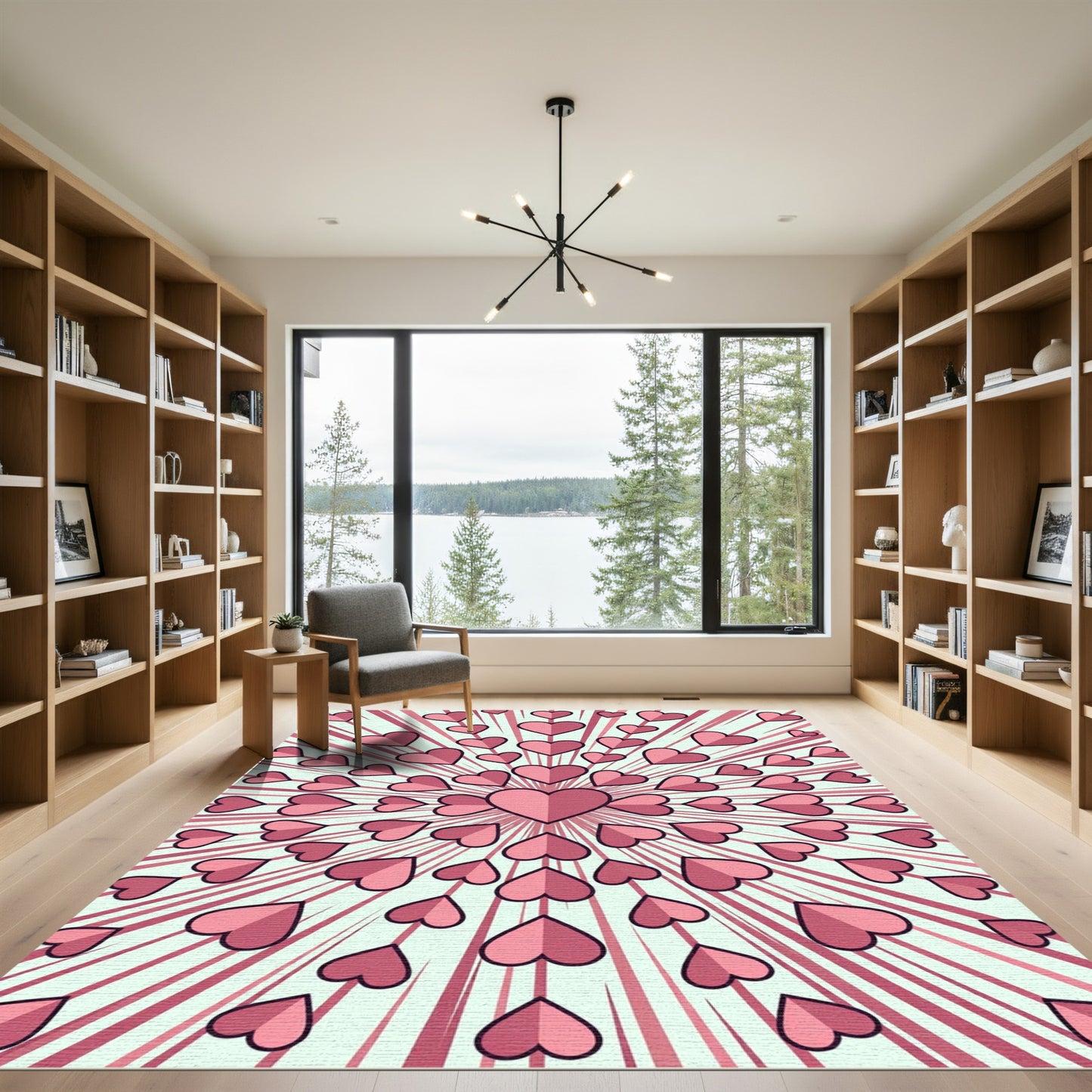 Rosy Pink Heart Burst Rug