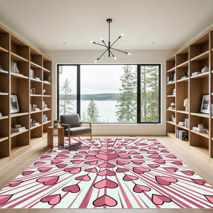 Rosy Pink Heart Burst Rug