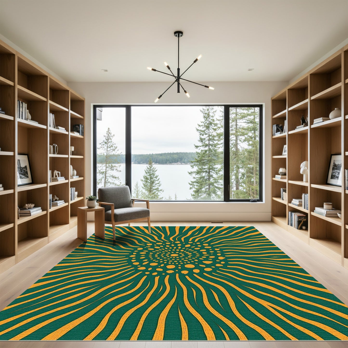 Emerald Teal Sunburst Swirl Rug