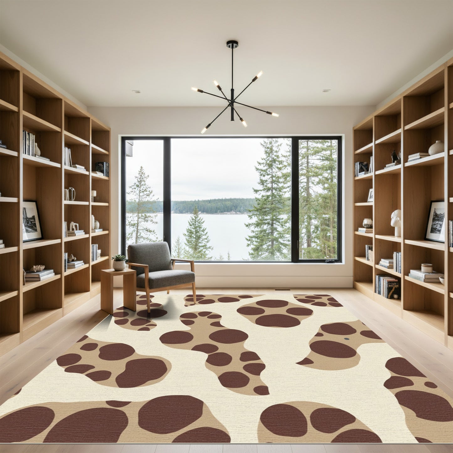 Brown Cream Organic Spots Rug