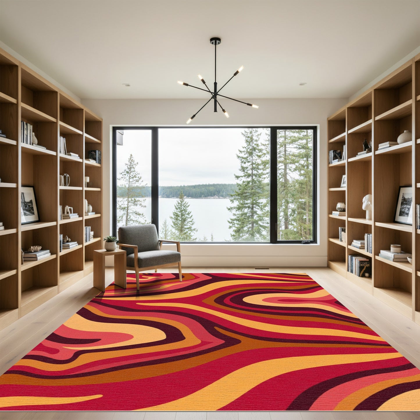 Groovy Swirl Red Orange Abstract Rug