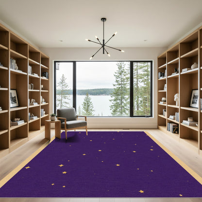 Golden Stars Night Sky Rug