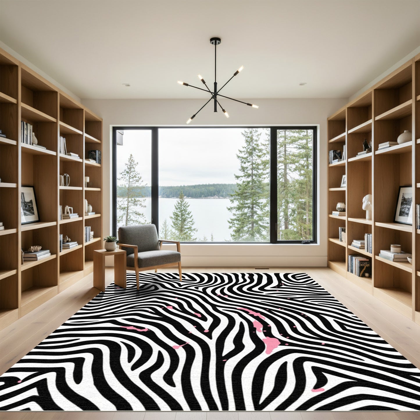 Bold Black Pink Zebra Stripes Rug
