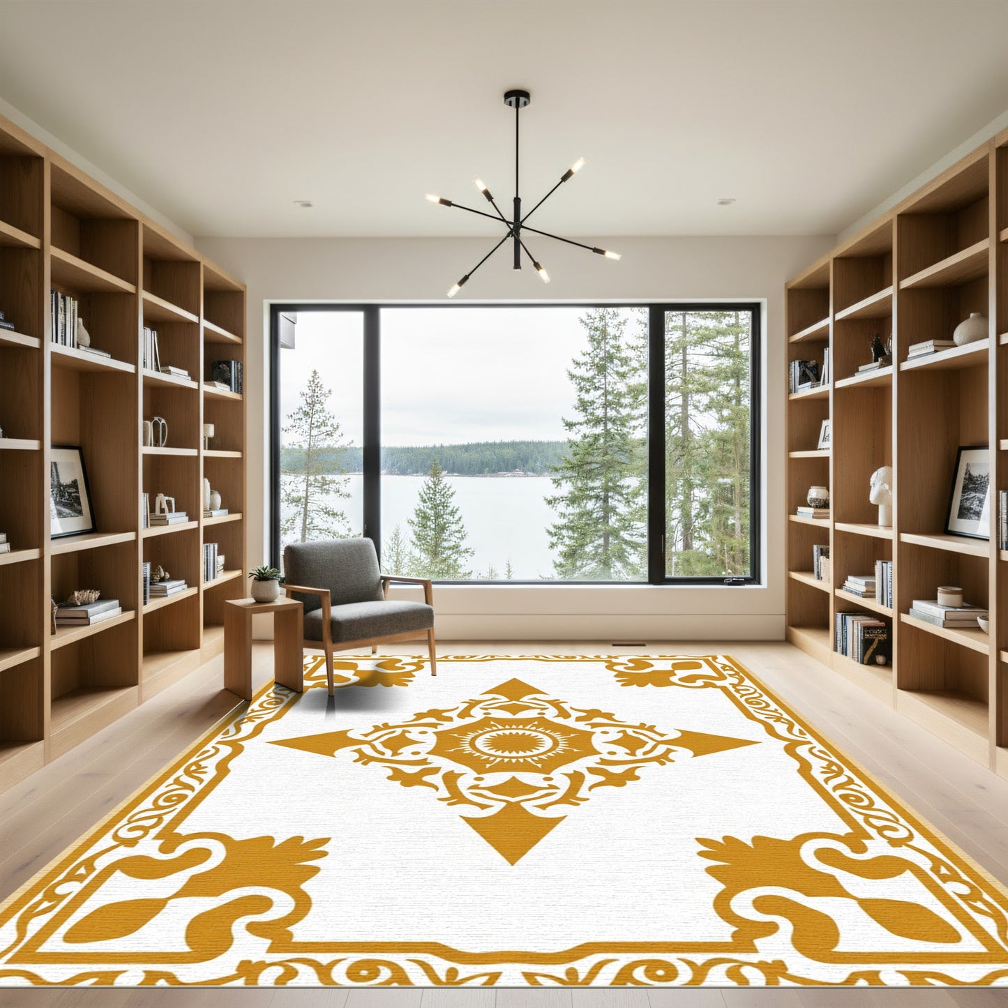 Golden Sun Medallion Border Rug