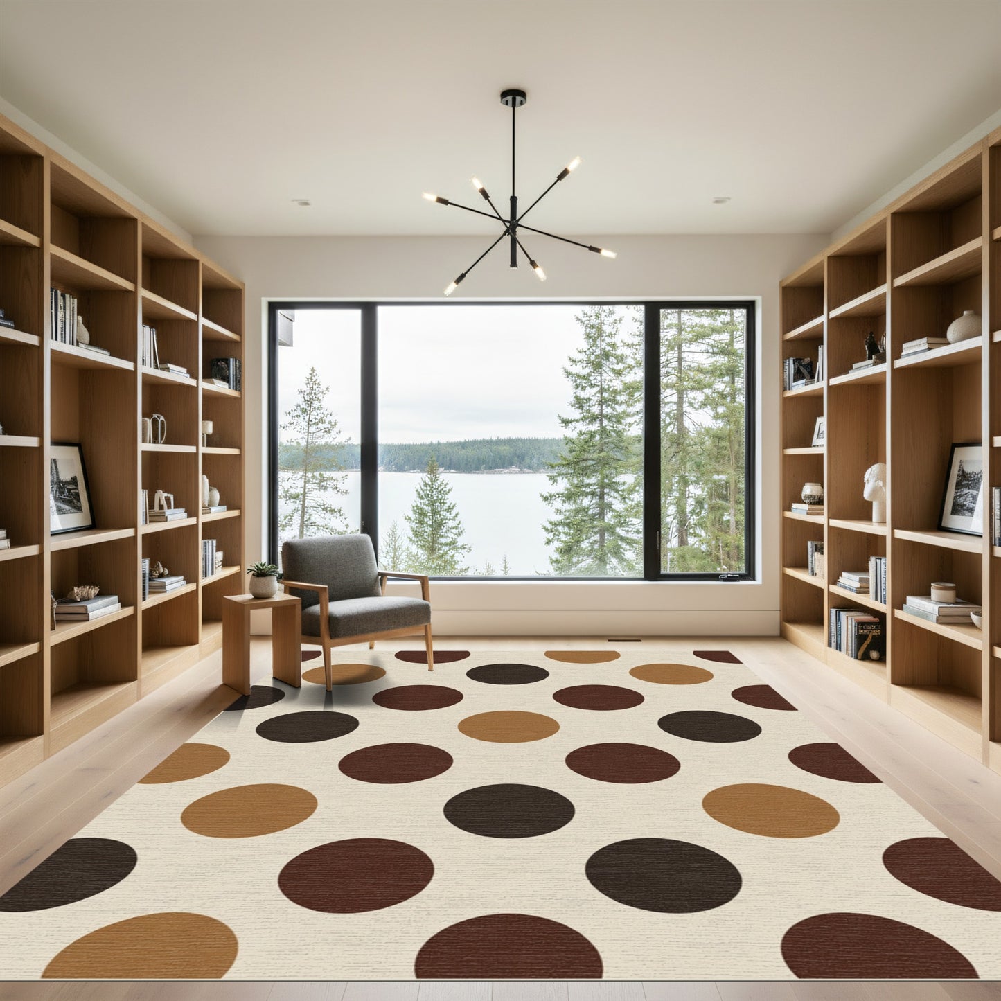 Earthy Tone Polka Dot Circles Rug
