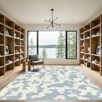 Pale Blue Abstract Camouflage Rug