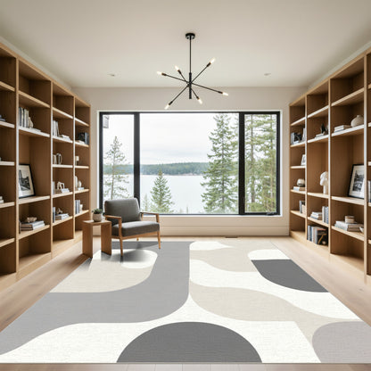 Neutral Tone Abstract Organic Forms Rug