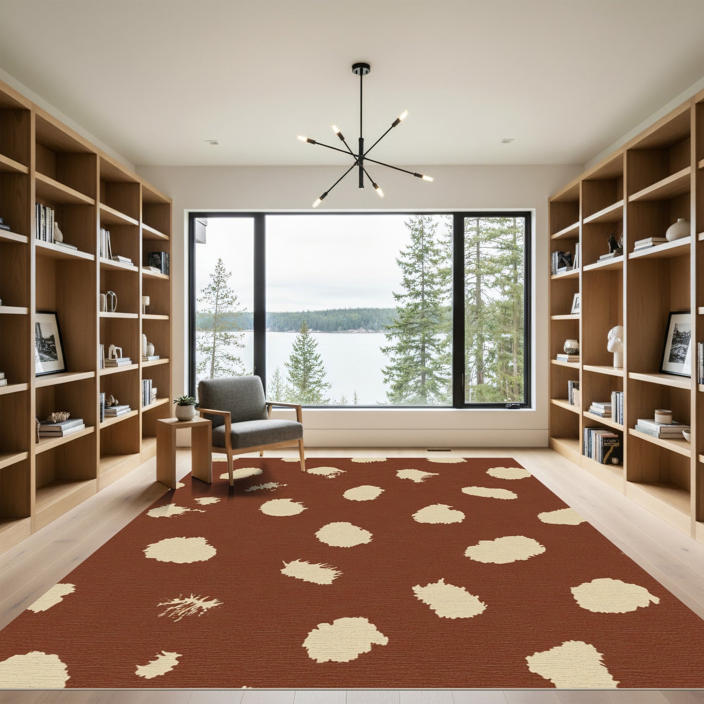 Brown Cream Animal Spot Rug