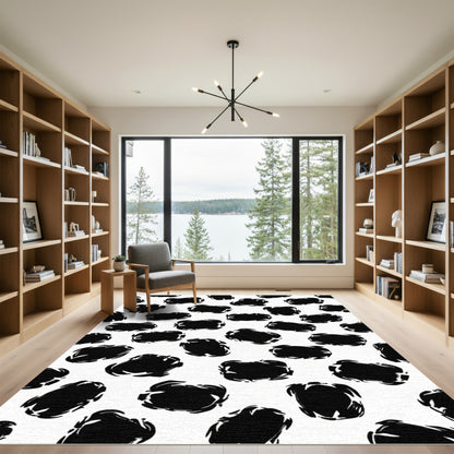 Black Abstract Blotches Pattern Rug